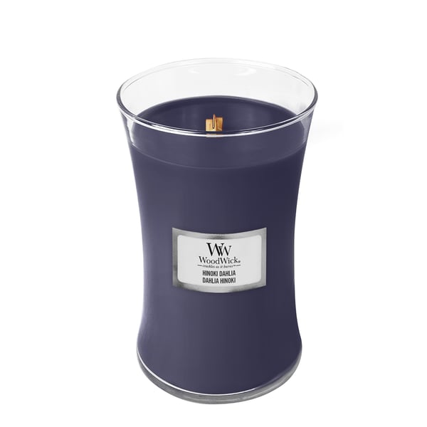 Miniatyrbild 2 av 2: WoodWick Hinoki Dahlia stearinljus Cylinder Violett 1 styck