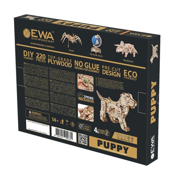 Pikkukuva 7 / 7: Eco Wood Art Puppy 3D-palapeli 220 kpl Eläimet