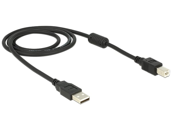 Miniatyrbillede 2 af 2: DeLOCK 83566 USB-kabel USB 2.0 1 m USB A USB B 0,48 Gbit/sek. Sort