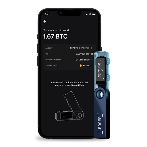 Pikkukuva 7 / 8: Ledger Nano S Plus USB-tikkulaitteistolompakko Musta, Sininen