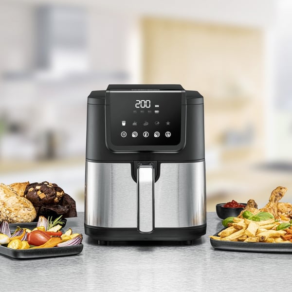 Rommelsbacher FRH 1500 frituregryde Enkelt 5 L Enkeltstående 1500 W Varmluftsteger Sort, Rustfrit stål