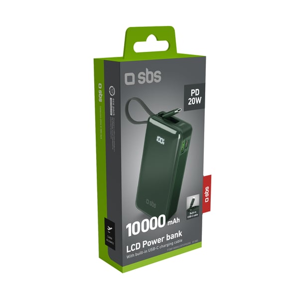 Miniatyrbillede 4 af 4: SBS TTBB10000LCDTCPD20G powerbank 10000 mAh Grøn