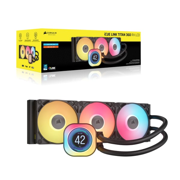 Pikkukuva 5 / 6: Corsair iCUE LINK TITAN 360 RX LCD Suoritin Ilmanjäähdytin 12 cm Musta 1 kpl