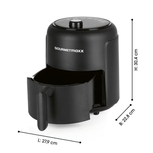Gourmetmaxx 4067522019701 frituregryde Enkelt 2,3 L Enkeltstående 1000 W Varmluftsteger Sort