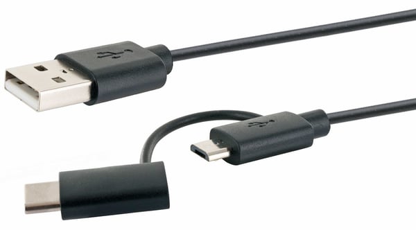 Schwaiger CK 3112 USB-kabel USB 2.0 1 m USB A Micro-USB B 0,48 Gbit/sek. Sort