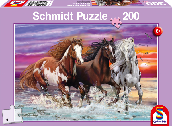 Miniatyrbillede 1 af 2: Schmidt Spiele Trio of wild horses Puslespil 200 stk Dyr