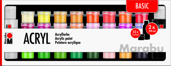 Marabu Acryl Basic Akrylmaling 34 stk