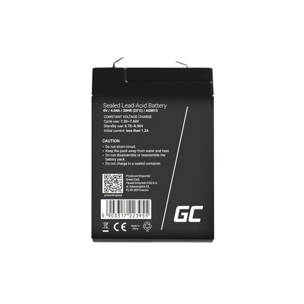 Green Cell AGM15 UPS batteri Blybatterier (VRLA) 6 V 4 At