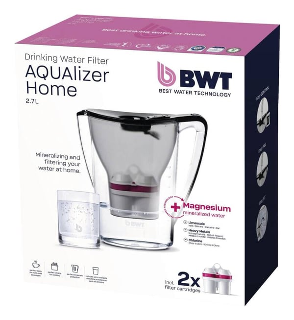 BWT Aqualizer Home Vesikannun suodatin 2,7 L Musta, Läpinäkyvä