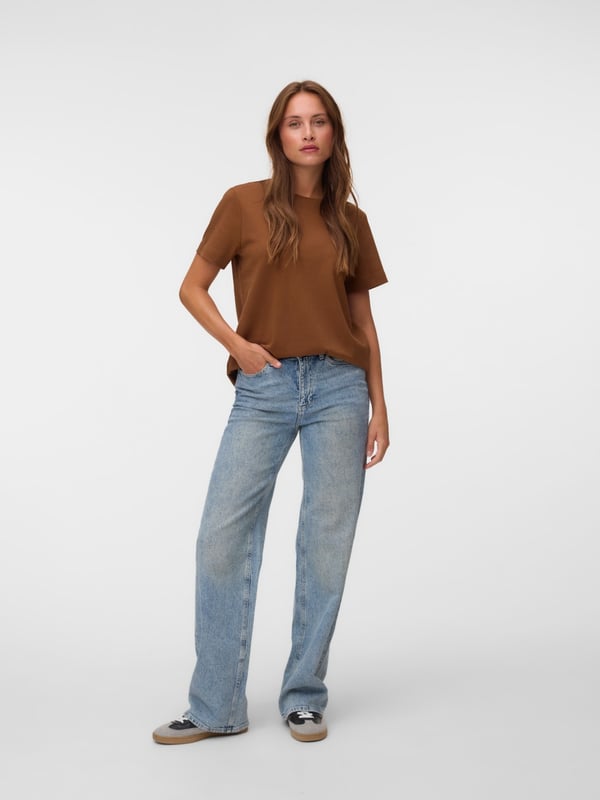 Vero Moda AWNAIMA T-Shirt,10294544,XS Rund krave Kort ærme Bomuld