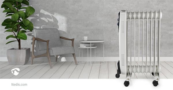 Nedis HTOI30WT9 varmeapparat Indendørs Hvid 2000 W Olie elektrisk områdevarmer