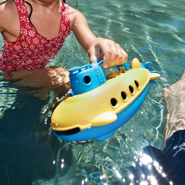 Miniatyrbild 4 av 7: Green Toys Submarine Badleksak Blå, Gul