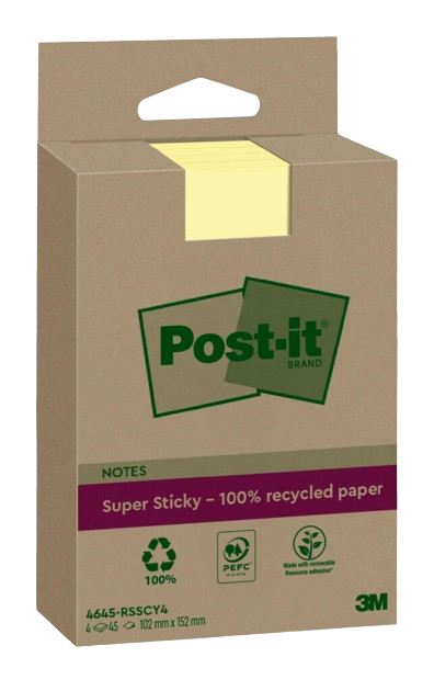 Post-It 4645-RSSCY4 selvklæbende huskeseddel Rektandel Gul 45 ark