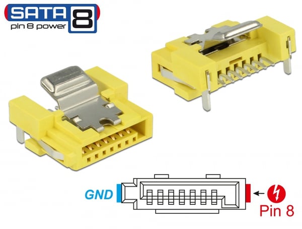 DeLOCK 89887 kabelkontakter SATA Nickel, Gul