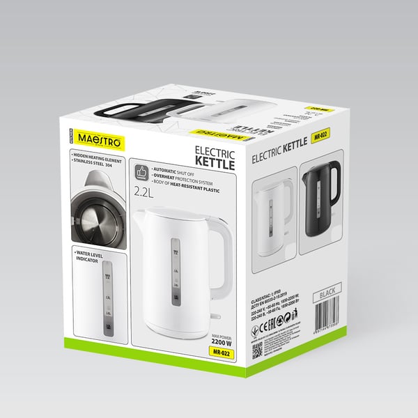 Miniatyrbillede 4 af 5: Maestro MR-022-BLACK elkedel 2,2 L 2200 W Sort