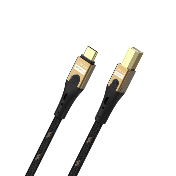 Miniatyrbillede 1 af 3: OEHLBACH D1C9547 USB-kabel USB 2.0 1 m USB C USB B 0,48 Gbit/sek. Sort, Guld