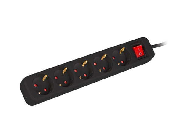 Lanberg PS1-05F-0150-BK jatkojohto 1,5 m 5 AC-pistorasia(a) Sisätila Musta