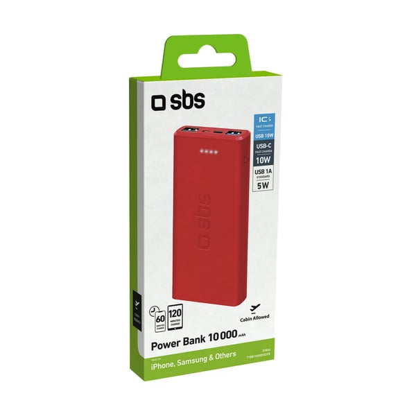 SBS TTBB10000FASTR powerbank Lithium polymer (LiPo) 10000 mAh Rød