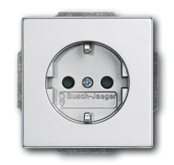 Miniatyrbild 1 av 2: Busch-Jaeger 2011-0-3798 eluttag CEE 7/3 Silver