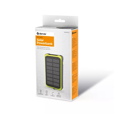 Miniatyrbild 8 av 11: Denver Powerbank Solar PSO-10012 10000mAh + Handvevsdynamo