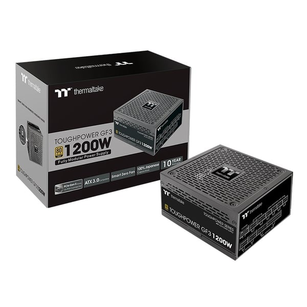 Miniatyrbild 2 av 7: Thermaltake Toughpower GF3 strömförsörjningsenheter 1200 W 24-pin ATX ATX Svart
