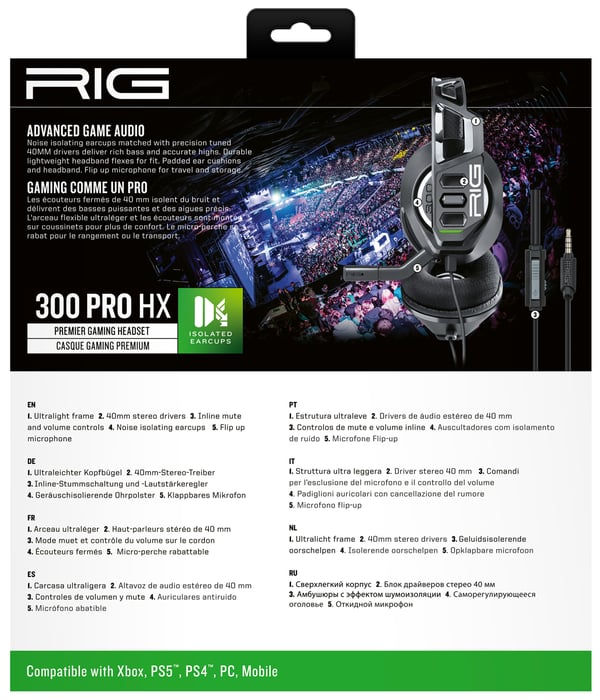 NACON RIG 300 PRO HX Headset Kabel Huvudband Spela Svart