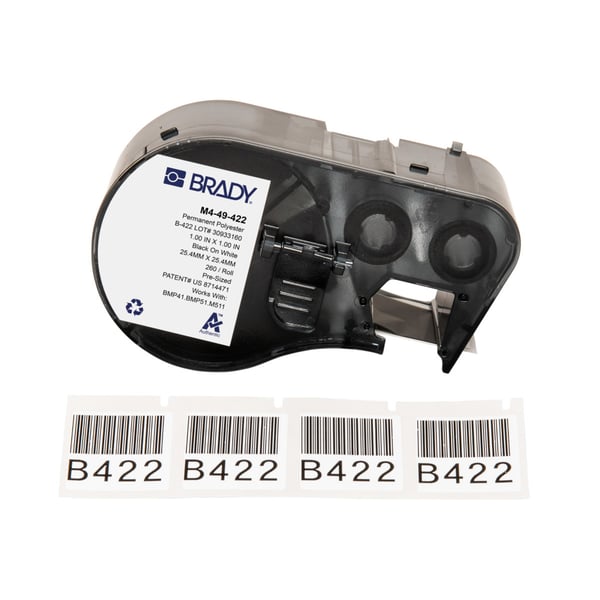 Brady M4-49-422 print etiket Sort, Hvid Selvklæbende printeretiket