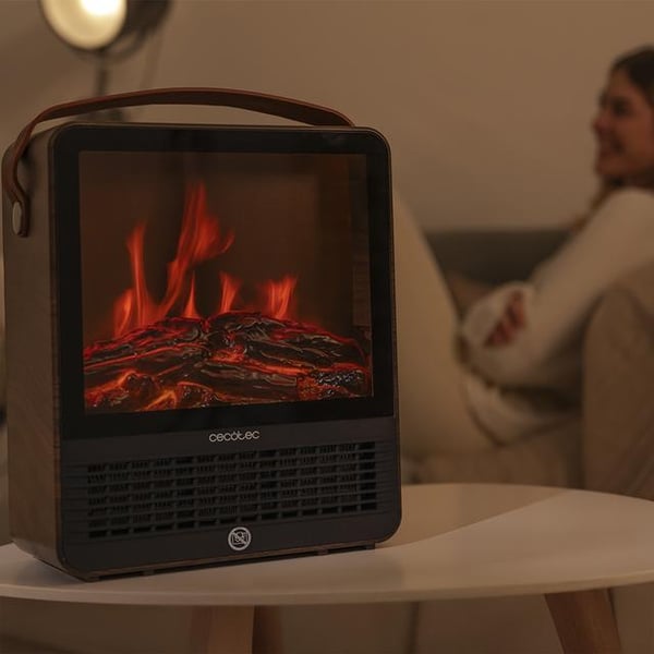 Cecotec ReadyWarm 1500 Ceramic Flames Indendørs Træ, Sort 1500 W Blæser med elektrisk områdevarmer