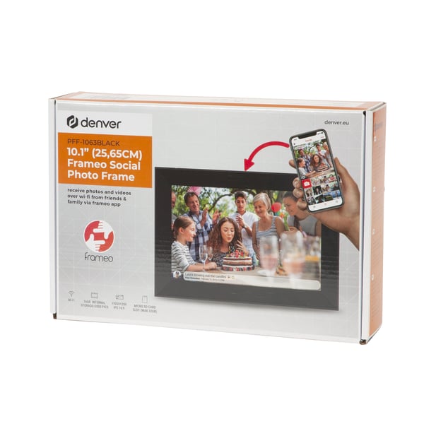 Denver PFF-1063BLACK digital fotoramme Sort 25,6 cm (10.1") Berøringsskærm Wi-Fi