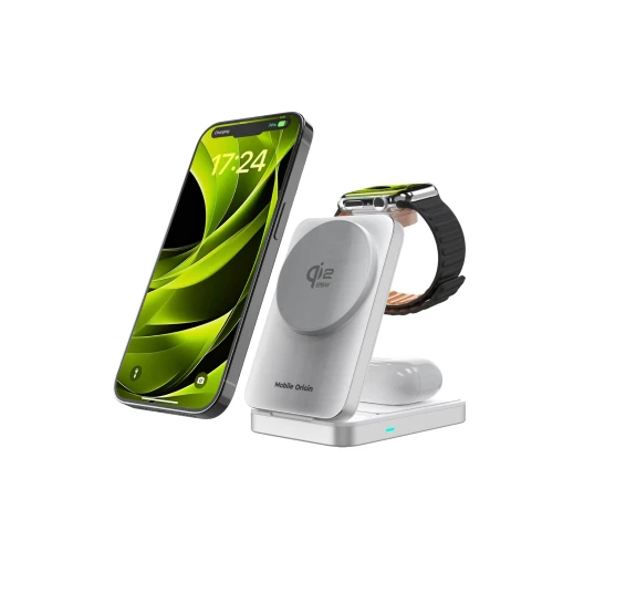 Pikkukuva 15 / 19: Mobile Origin MO-FCHS-PW35-SLV mobiililaitteen laturi Älypuhelin, Älykello, Kuulokkeet, Kuulokkeet Hopea USB Langaton lataaminen Sisätila