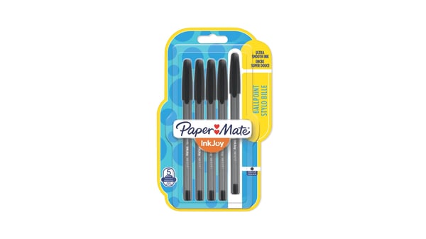 Papermate InkJoy 100ST Svart Kulspetspenna, pinnformad Fin 5 styck