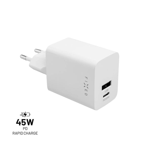 FIXED FIXC45M-CU-WH oplader til mobil enhed Universel Hvid Vekselstrøm Hurtig opladning Indendørs