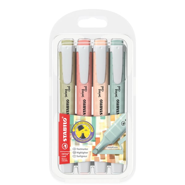 STABILO swing cool NatureCOLORS tussi 4 kpl Taltan pää Beige, Vihreä, Ruusu