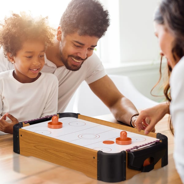 Relaxdays 10022514 air hockey bord Airhockey bord Voksen Sort, Brun, Hvid