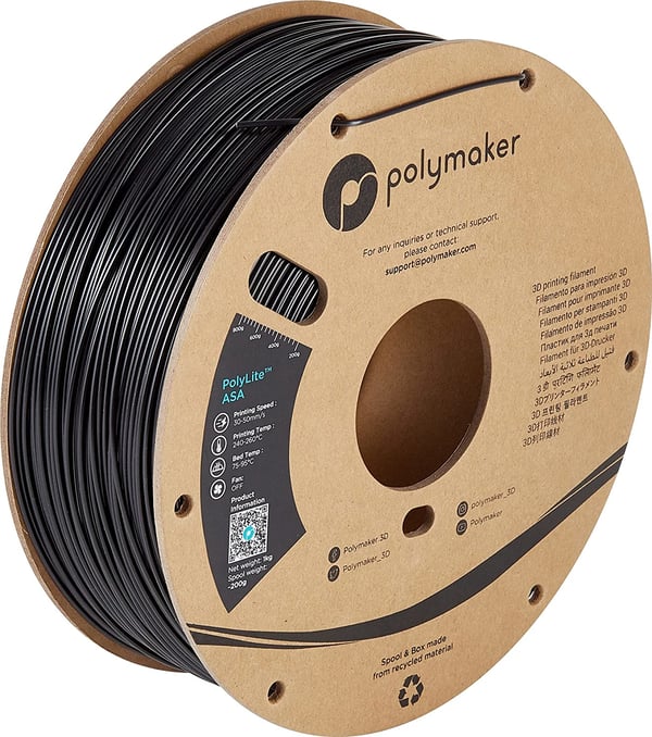 Miniatyrbillede 1 af 11: Polymaker PF01001 3D print materiale Acrylonitril styren-acrylat (ASA) Sort 1 kg