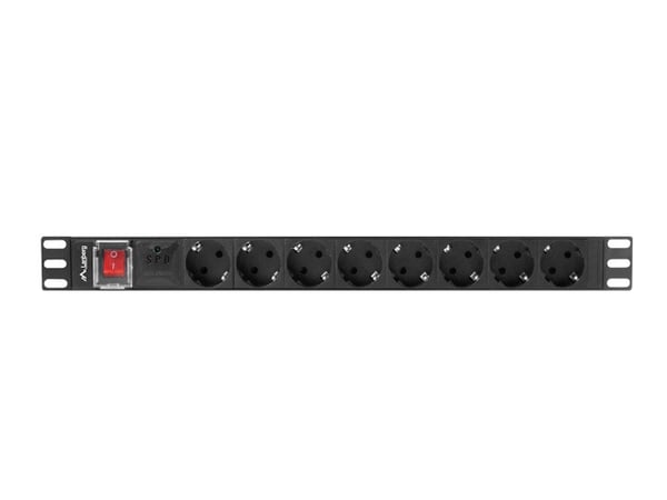 Lanberg PDU-08F-0200-BK tehonjakeluyksikkö 8 AC-pistorasia(a) 1U Musta