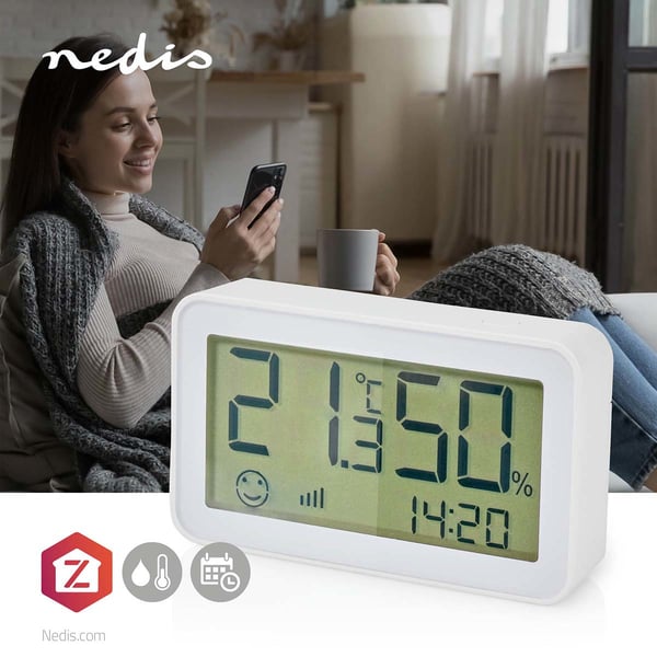Nedis ZBSC30WT digital vejrstation Hvid LCD Batteri