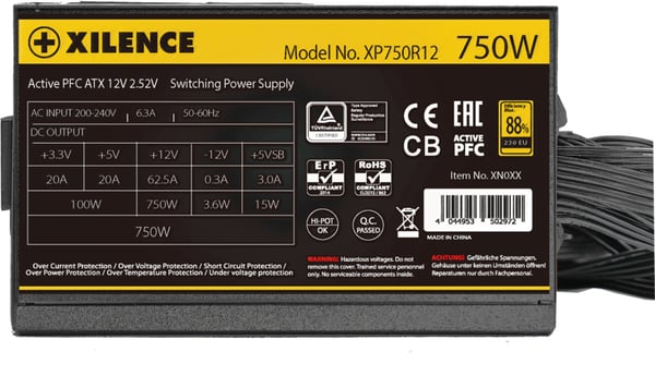 Xilence Performance A+ XP750R12 strömförsörjningsenheter 750 W 20+4 pin ATX ATX Svart