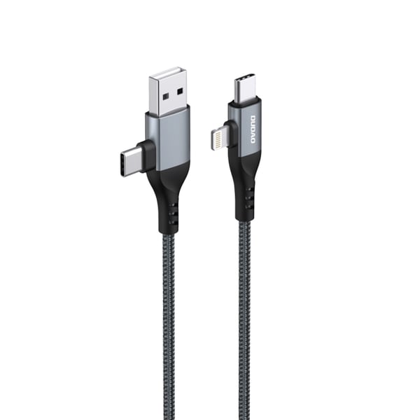 DUDAO L20PRO 4-in-1 fast Charging Cable USB-kabel 1 m USB A/USB C USB C/Lightning Sort, Grå