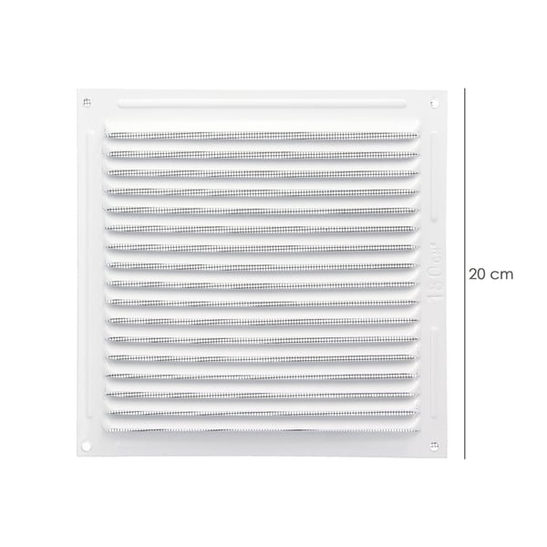 Miniatyrbillede 2 af 4: Wolfpack Rejilla Ventilación Aluminio Con Mosquitera Atornillable 200 x 200 mm. Color Blanco