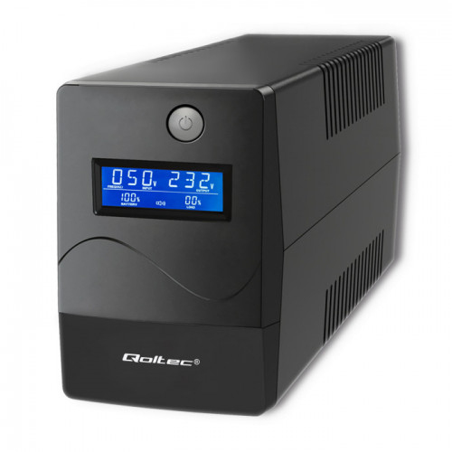 Qoltec Monolith UPS-virtalähde Taajuuden kaksoismuunnos (verkossa) 1 kVA 600 W 2 AC-pistorasia(a)