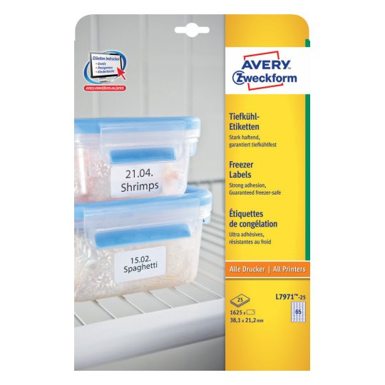 Miniatyrbillede 1 af 4: Avery L7971-25 selvklæbende etiket Afrundet rektangel Hvid 1625 stk