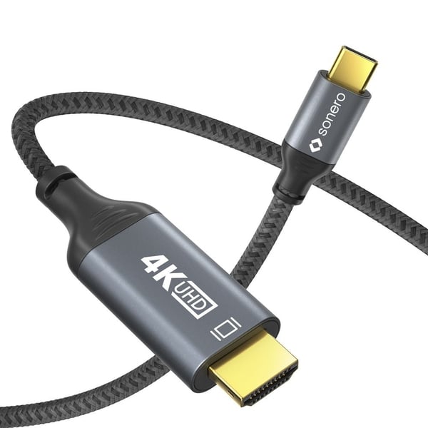 sonero SPC-V100-020 videokabeladapter 2 m USB Type-C HDMI Svart, Grå