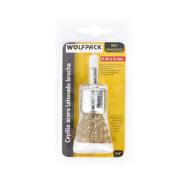 Wolfpack Cepillo Acero latonado Brocha 25 mm. 1/4'.