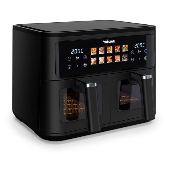 Tristar FR-9075 frituregryde Dobbelt 9 L Enkeltstående 2500 W Varmluftsteger Sort