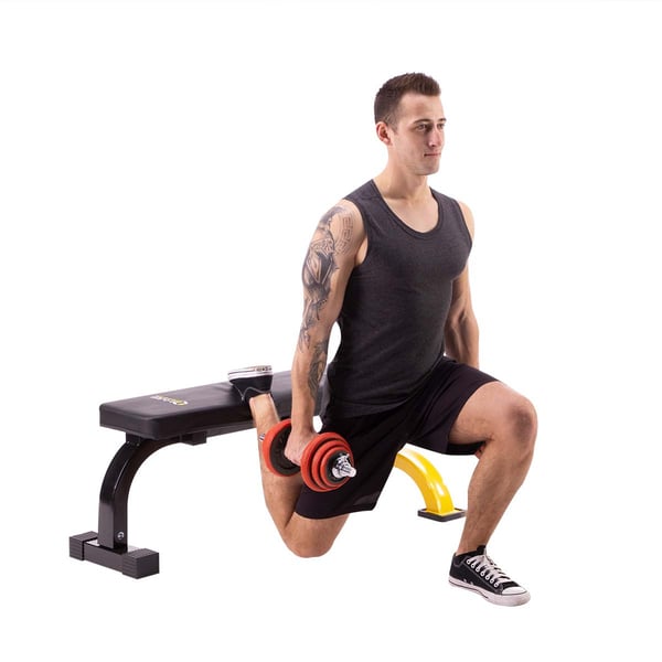 Miniatyrbillede 2 af 11: HMS Fitness L8012 Flad vægttræningsbænk Motionscenter, Hjem Sort, Gul
