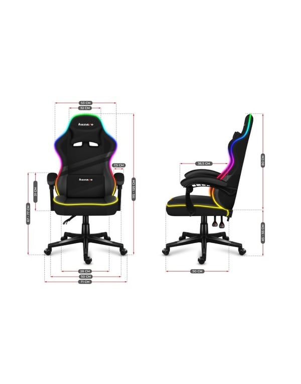 Huzaro FORCE 4.4 RGB PC gamingstol Spand (vugge) sæde Sort