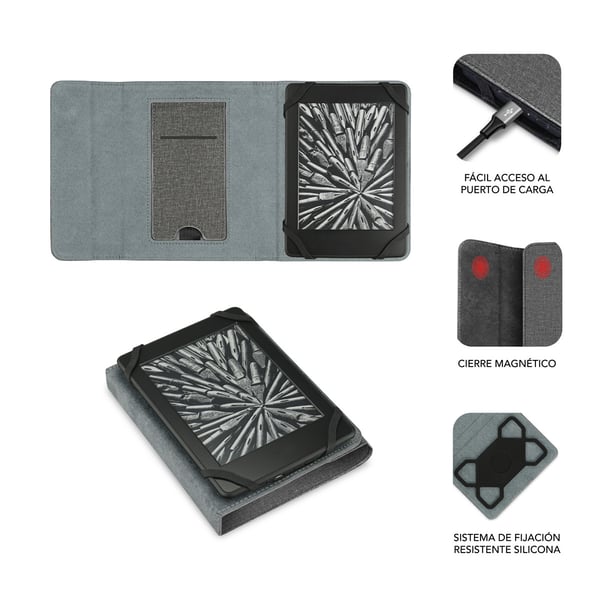 Miniatyrbild 4 av 4: SUBBLIM FUNDA EBOOK CLEVER STAND 6'' GREY e-boksläsarfodral 15,2 cm (6") Mobilskal Grå