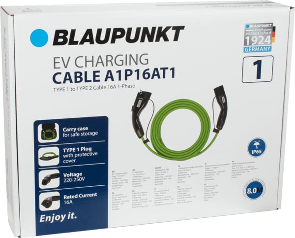 Blaupunkt A1P16AT1 opladningskabel til elbil Grøn Type 1 1 5 m
