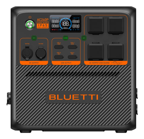 Bluetti AC240P bärbar kraftstation 4 Litiumjärnfosfat (LiFePo4) 36000 mAh 2400 W 33 kg Bluetti AC240P bärbar kraftstation 4 Litiumjärnfosfat (LiFePo4) 36000 mAh 2400 W 33 kg